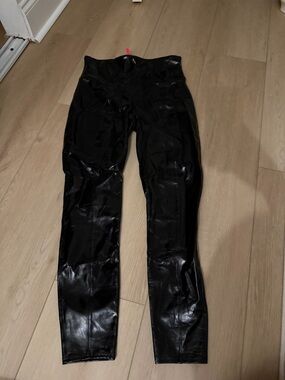 SPANX Black Faux-Leather Leggings